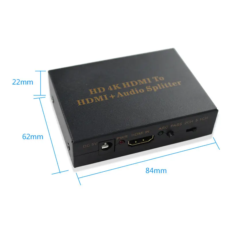 HDMI аудио экстрактор HDMI V1.4 поддержка 4 к* 2 к HDMI аудио spdif конвертер адаптер с адаптером питания для DVD PC PS4