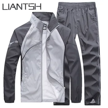 

Cheap Men Sports track Suits Fitness Sportswear Keep Warm Grey tracksuit, Autumn Spring windproof jogger sets running tracksuit