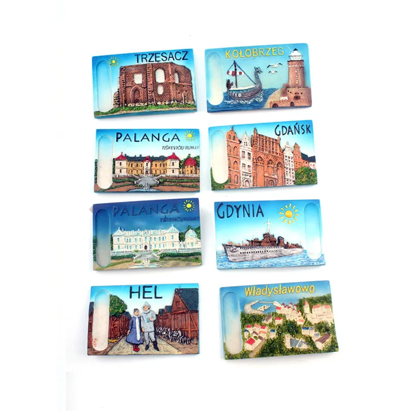 

Retro TRZESACA KOLOBRZEG PALANGA GDANSK HEL WIADYSIAWOWO GDYNIA Souvenir Retro 3D Fridge Magnet World City Fridge Magnet