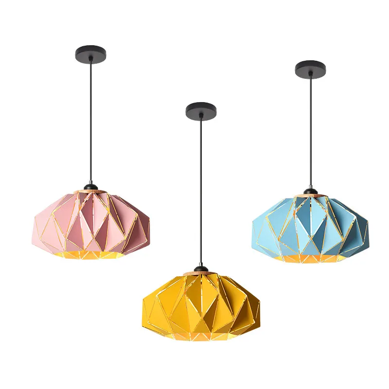 Loft Style Iron Geometry Droplight Lamp Simple Modern LED Pendant Light