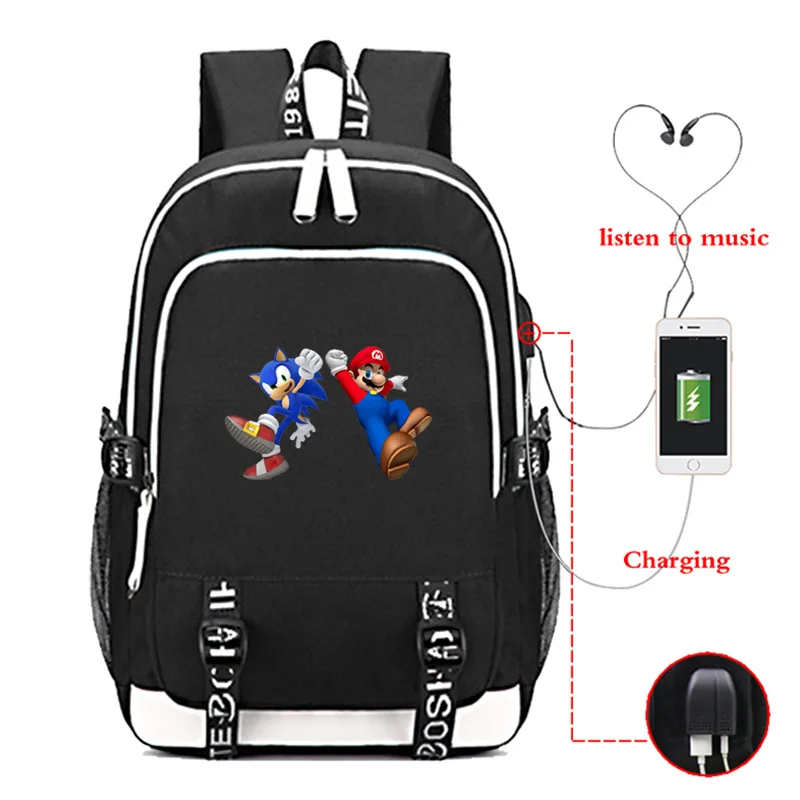 Аниме Super Mario Bro игры USB зарядный рюкзак для студентов, школьные сумки, сумки для подростков сумка для ноутбука сумки Для мужчин путешествия рюкзак - Цвет: 12 HL
