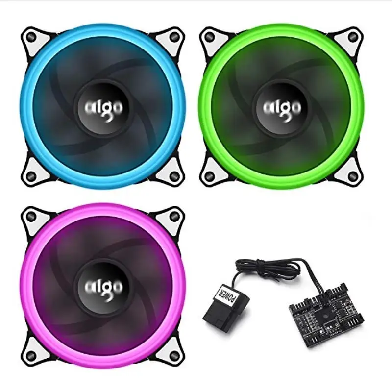 

Aigo R5 RGB LED 120mm Adjustable Color Case Radiator Fan Quiet Edition High Airflow Adjustable Color LED Case Fan for Cooling