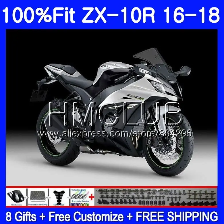 

Injection For KAWASAKI NINJA ZX 10 R ZX10R 16 17 18 42HM.20 ZX 10R Pearl White ZX1000 ZX 1000 ZX-10R 2016 2017 2018 Fairing kit