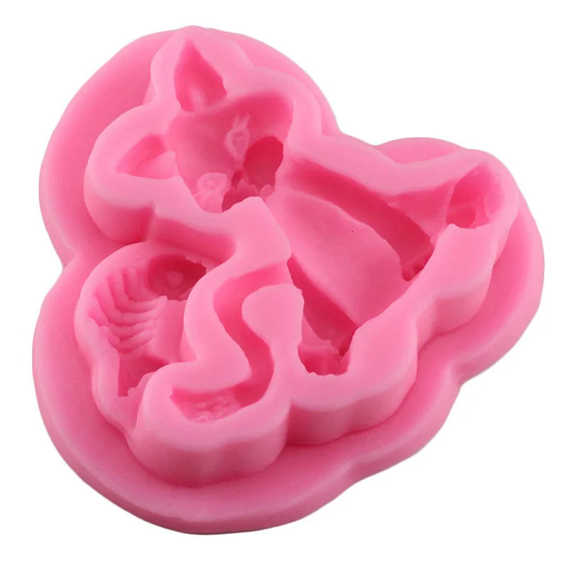 Mujiang 3D милая силиконовая форма в виде кота для полимерной глины конфеты шоколадные формы Детские День рождения инструменты для украшения тортов из мастики