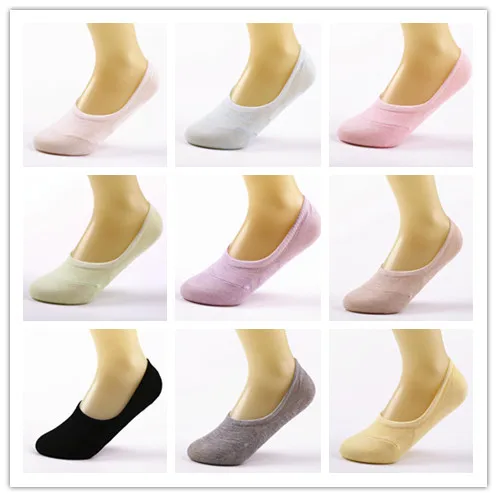 10 шт. = 5 пар/лот Нескользящие женские носки из бамбукового волокна летние невидимые носки-башмачки женские нескользящие яркие цвета Горячая Распродажа - Цвет: multi