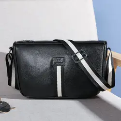 Wmnuo Для мужчин сумки Высокое качество корова кожа Для мужчин Crossbody Сумка 2018 модная Дизайнерская Дорожная сумка Черный 6120