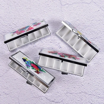

1PC 6 Slots Folding Pill Case Container For Medicines Organizer Metal Pill Box Cutter Splitters Pastilleros Pildoras Hot Sale