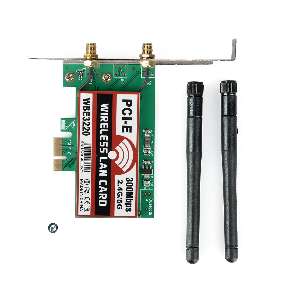 

300Mbps Wireless Wi-Fi Network Card Dual Band WiFi PCI-Express Wireless LAN Card Adapter 2dBi Antenna for Computer