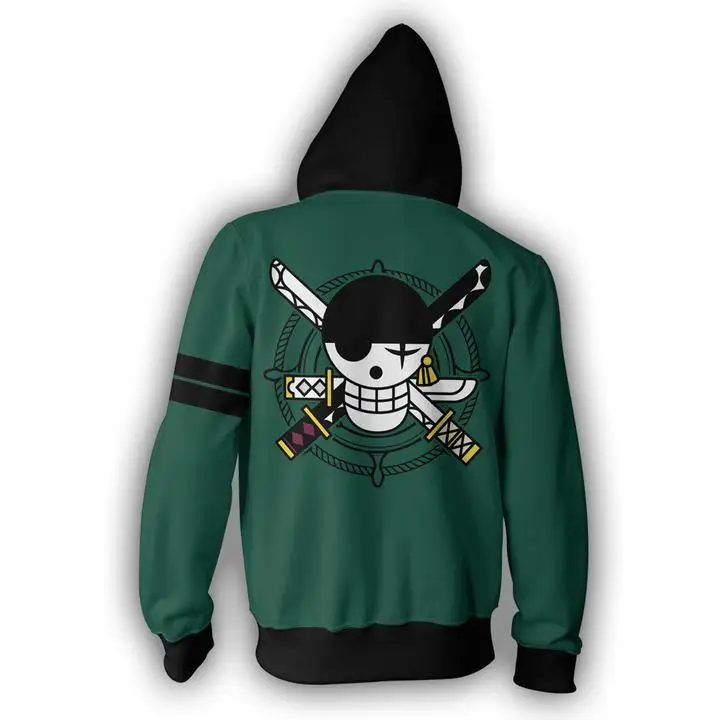 Comprar Anime sudaderas con capucha de una sola pieza Roronoa Zoro 3d estampado con capucha sudaderas con capucha para los hombres primavera otoño cremallera chaquetas cárdigan Tops