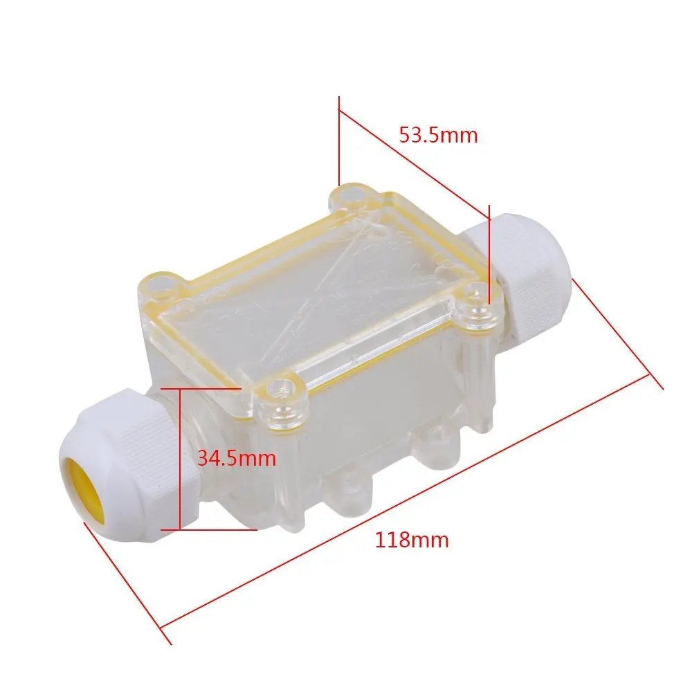 Водонепроницаемый прозрачный IP68 Пластик кабель провода Разъем Железы электрическая 2-Кабельная коробка с терминалом