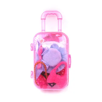 

Play House Plastic 3D Travel Train Suitcase Luggage with Fashion Doll Accessories For Doll Travel Sets Furniture Kids Toy