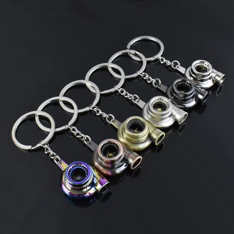 

2019 Trendy Turbo Sleeve Bearing Spinning Auto Part Model Turbine Turbocharger Key Chain Ring Keyfob Key Rings Accessories