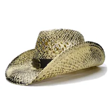 LUCKYLIANJI Ретро Женская Мужская Летняя Соломенная пляжная с широкими полями Ковбой Западный Женская Ковбойская шляпа полый доллар знак кожаный ремешок(регулировка