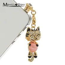 Прекрасный кот алмаз 3,5 мм наушники порт пылезащитный Разъем гарнитура наушники пробка гарнитура для мобильного телефона пылезащитный для планшетных ПК