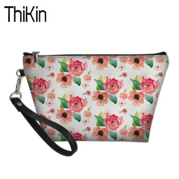 

THIKIN Travel Make Up Bags Women 3D Printing Flower Cosmetic Cases Ladies Toiletry Bag for Females Wash Kit Bags Cosmetic Box