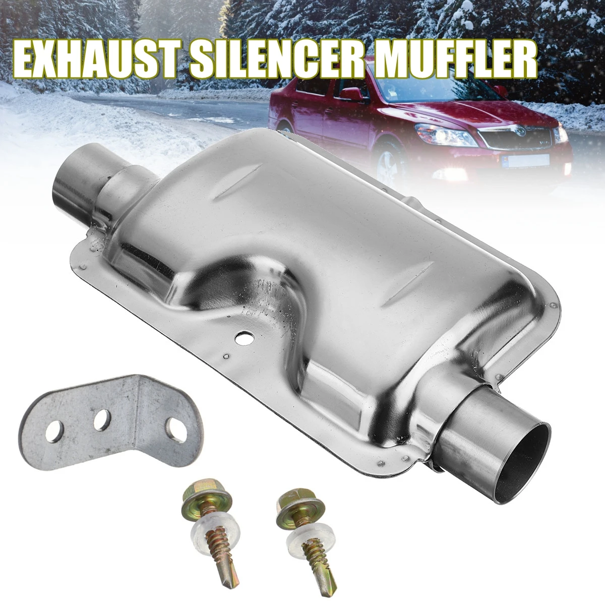 24mm/ 0.9inch Portable Silver Car Exhaust Silencer Muffler for Webasto Eberspacher Heater