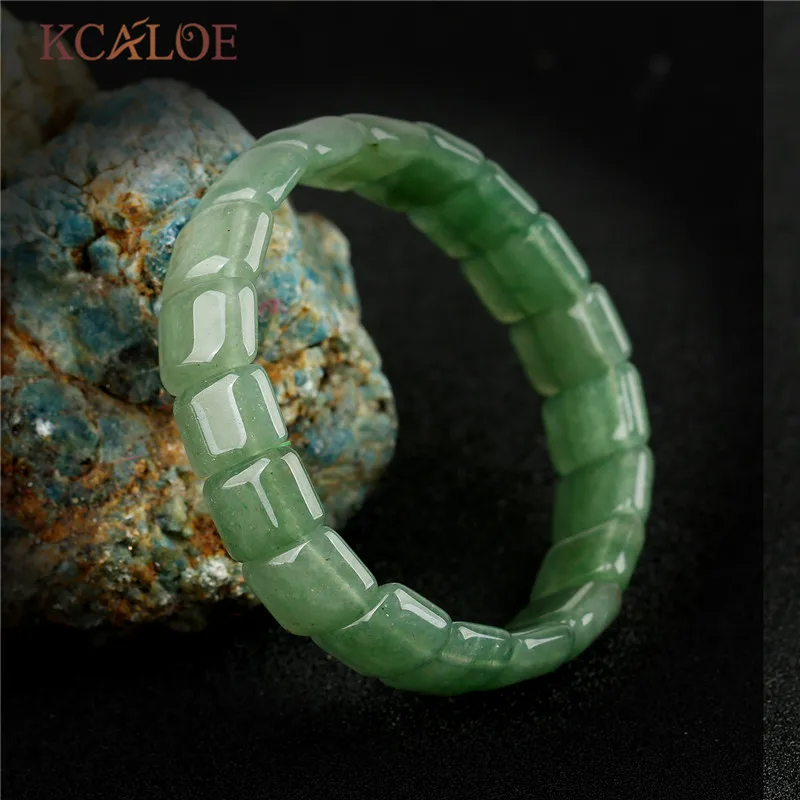 KCALOE Brand Trendy Pink Quartz Yoga Charms Bracelets & Bangles Square Natural Stone Stretch Chakra Beaded Bracelet For Women