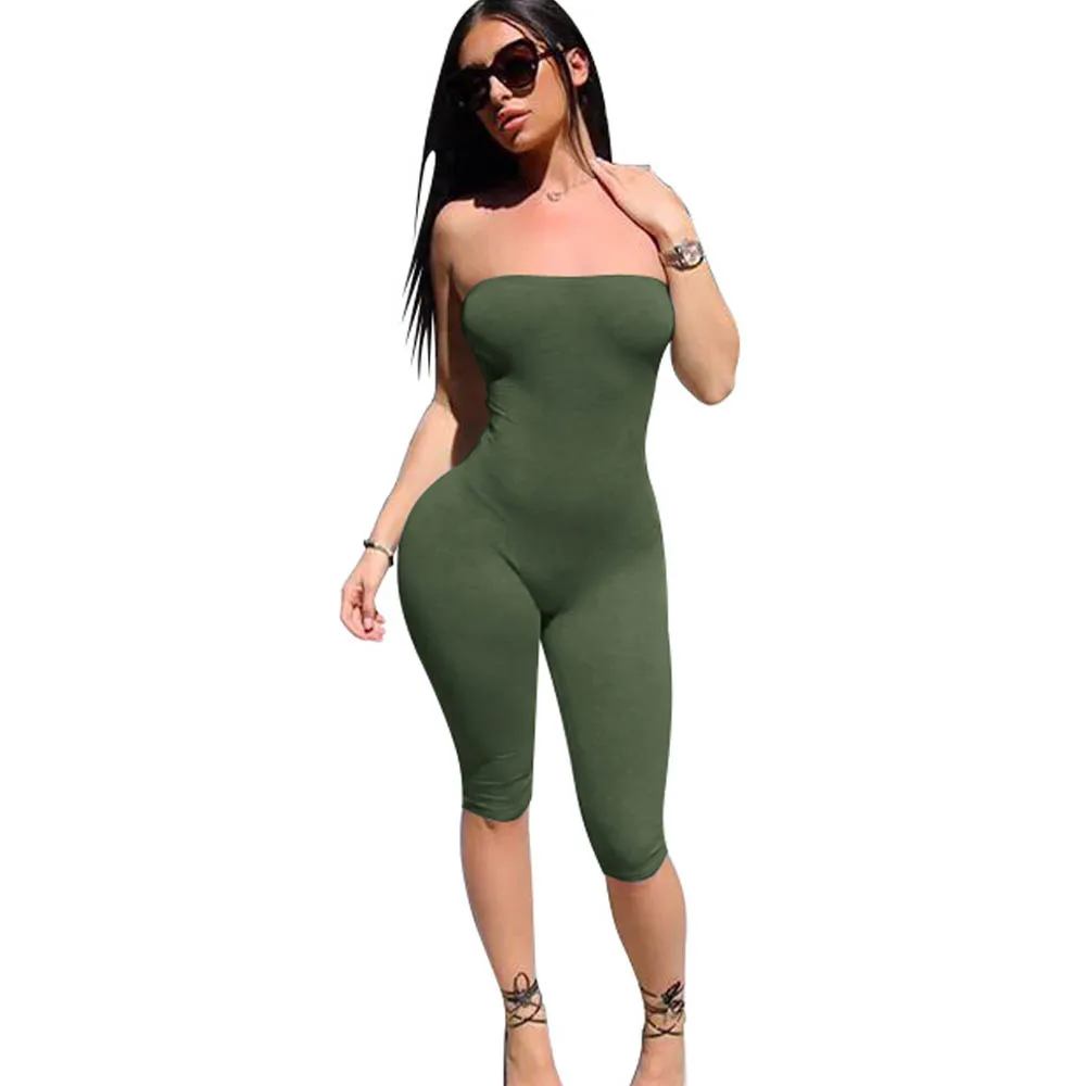 2019 الصلبة مثير حمالة عارية الذراعين Bodycon ضمادة دنة الصيف بذلة المرأة مثير السروال القصير قطعة واحدة داخلية للنساء