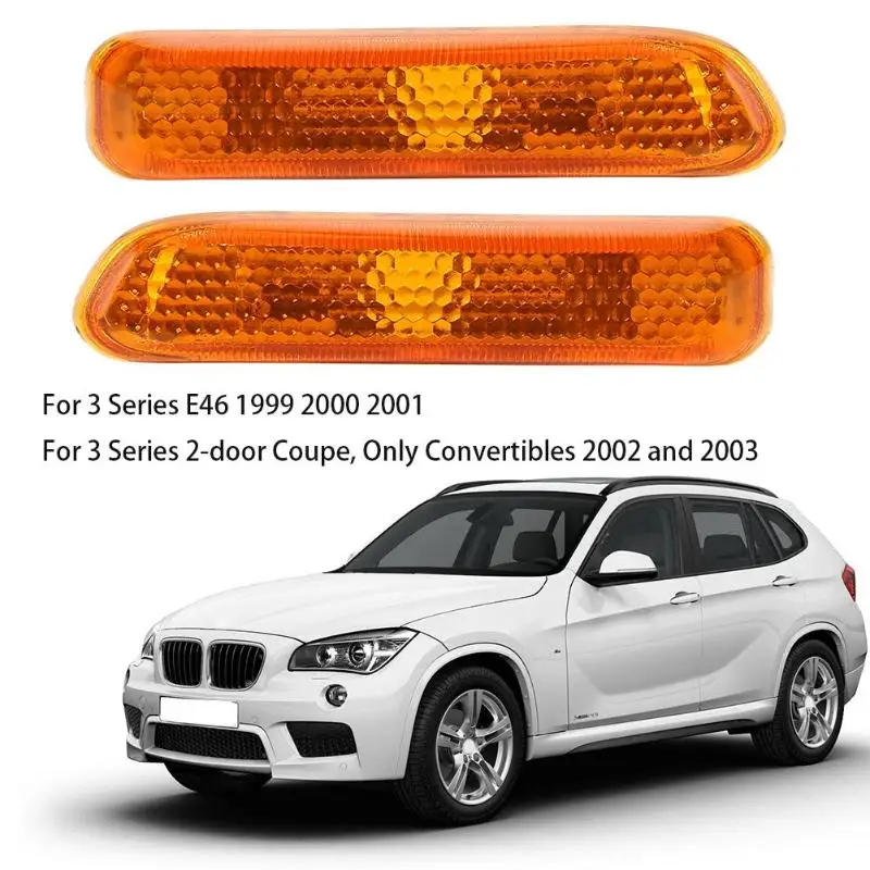 

VODOOL 1Pair Side Marker Lights Fender Turn Signal Lamp for 3Series E46 99-01 2000-2001 Car Lights Accessories Parts
