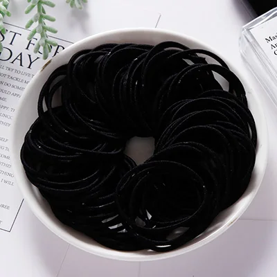 50pcs black 50/100 шт Для женщин 4,5 см нейлон, резинки для волос, "конский хвост", резинка для волос резинки лента для волос аксессуары для волос Головные уборы - Цвет: 50pcs black