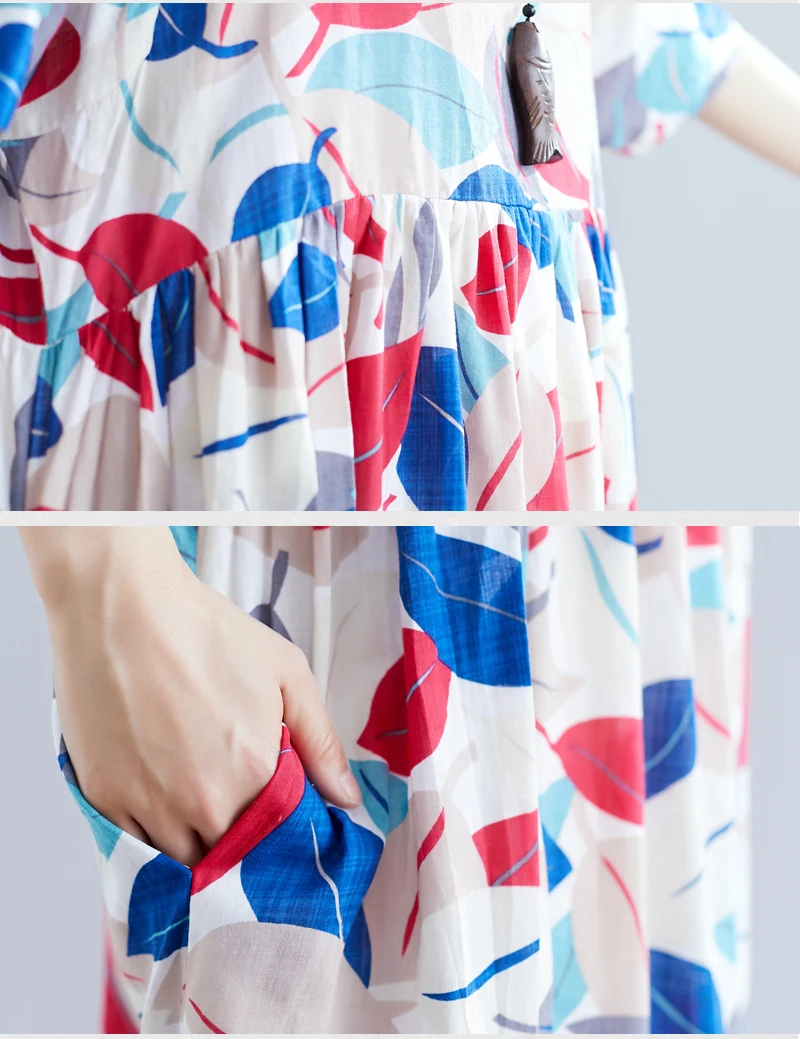 Fashion Summer Dress Women Plus Size Oversize Maxi Long Dresses For Women Elegant Vintage Print Cotton Linen Casual Dress 2019  26