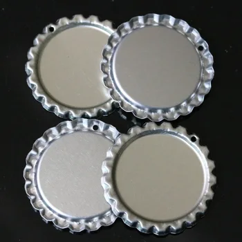 

Jiangzimei 100pcs Simulation Tinplate Perforated coke beer bottle cap crafts for 25mm Cabochon DIY