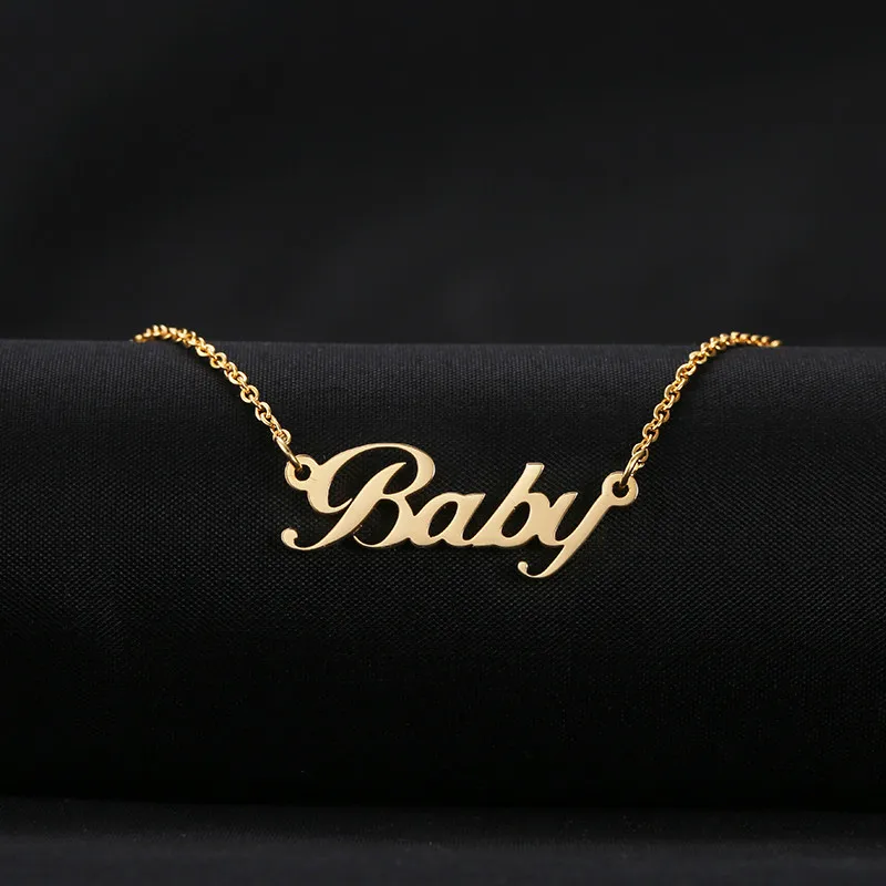 

Alison Gold Necklace Gold Letter" Baby "Pendant Necklaces For Women Girls Lovers Best Birthday Gift Dropship