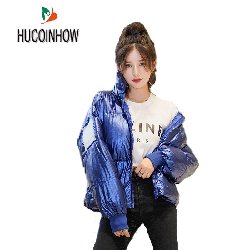 

2019 Winter Glossy Down Parka Women's Jackets Winter Warm Outdoor Outerwear Blue Thick Parka Women Winter Ski Jacket