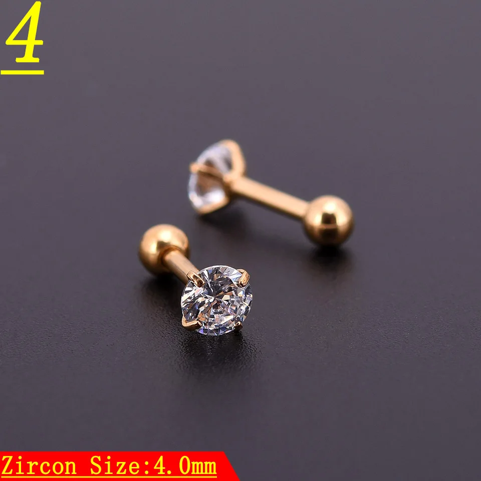 

Puncture accessories Stainless Steel Anti - allergic band ball small ear bone nail circular white stone lip nail