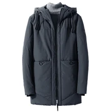 Прямая мужская зимняя куртка с капюшоном ветровка и водонепроницаемая Толстая теплая парка пальто Повседневная зимняя парка ABZ84