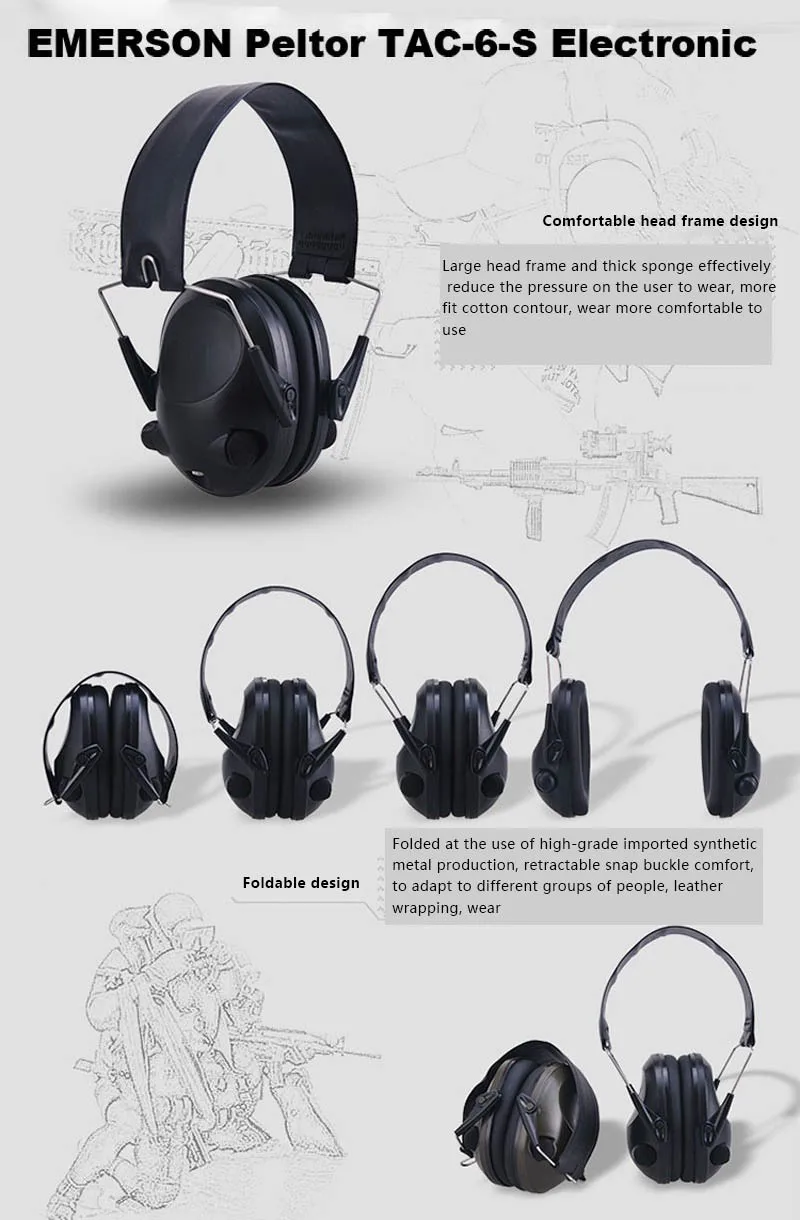 SINAIRSOFT тактический Спорт Peltor 6 S электронная гарнитура съемка слуха защитные наушники складной защиты
