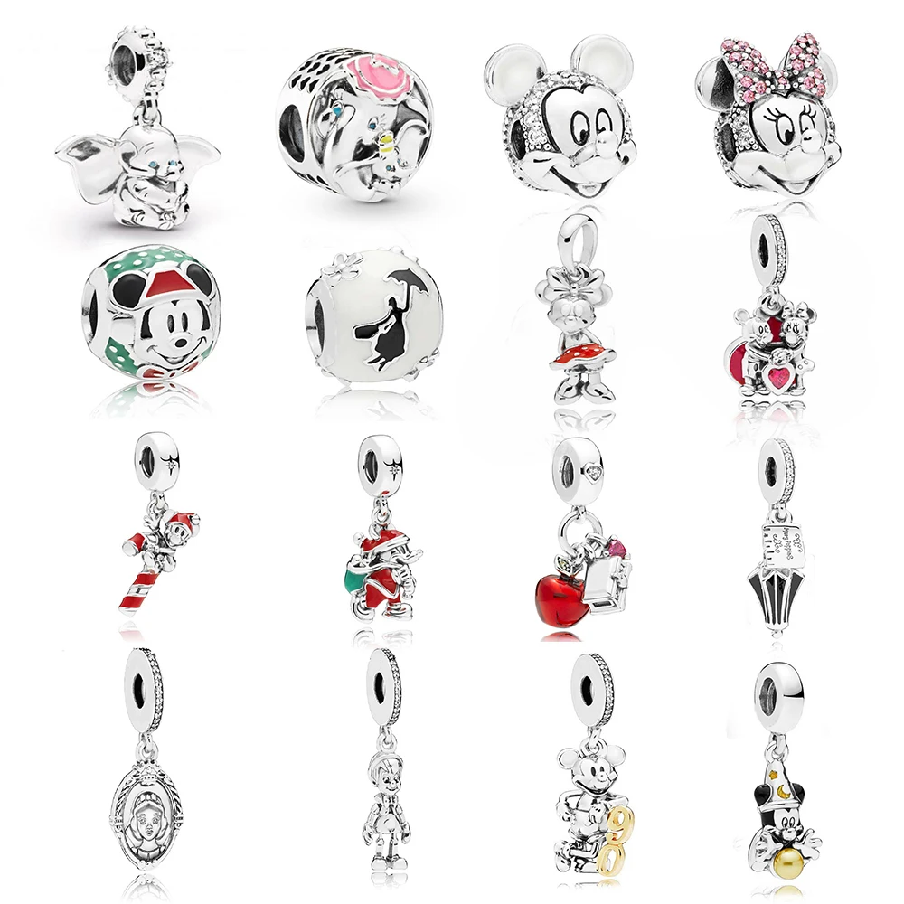 

Shimmering Mickey And Minnie Portrait Clip Charm 100% Real 925 Sterling Silver Diseny Charm Fit Bracelet Diy Jewelry Making