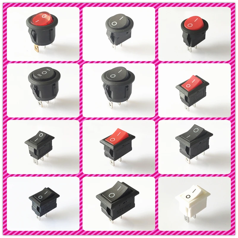 Description Picture 2 of itemSPST KCD1 2PIN 3PIN On/Off Round/Square Plastic Rocker Switch DC AC 6A/250V Car Dash Dashboard DIY Toys Parts Dropshipping