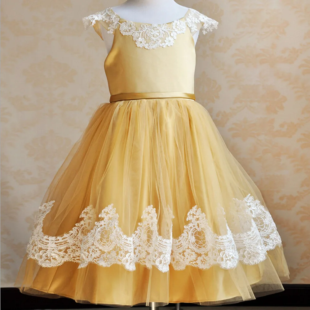 golden colour frock for baby girl