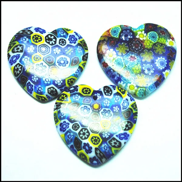 

6pcs Millefiori glass beads pendants heart shape italy glass charms pendants size 35mm european bracelets making accessories