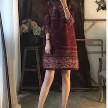 Водолазка с рукавом «четверть», в винтажном народном стиле, с принтом