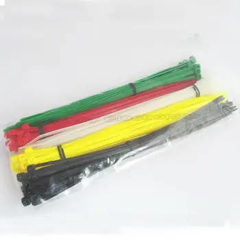 

100pcs color red green yellow white black 8" 3.6x200mm Long 40# Pound NYLON Cable Ties Zip Tie Wraps