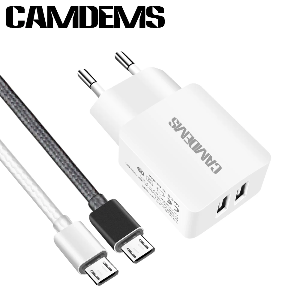 CAMDEMS / 2 в 1 5V 2A AC европейский настенный адаптер питания зарядное устройство + микро
