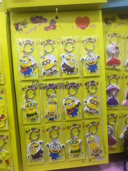 

Lot 5sheet/60Pcs mixed cartoon Despicable me Key Chains Metal combination Sponge double-sided Key Ring WW575