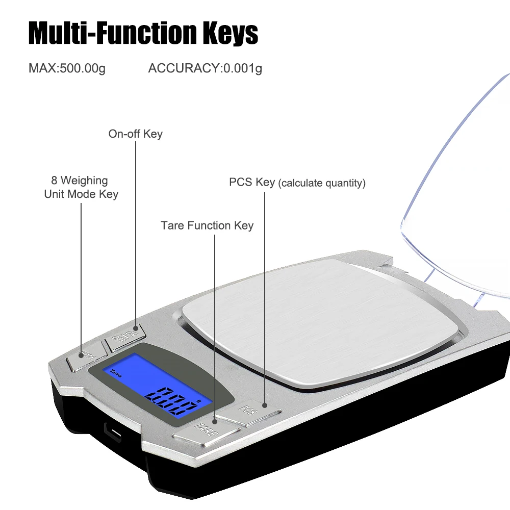 NEWACALOX 500 г x 0,01 г точные весы для взвешивания ювелирных изделий цифровые электронные весы с зарядкой от usb ЖК-дисплей мини лабораторные весы 0,01 г