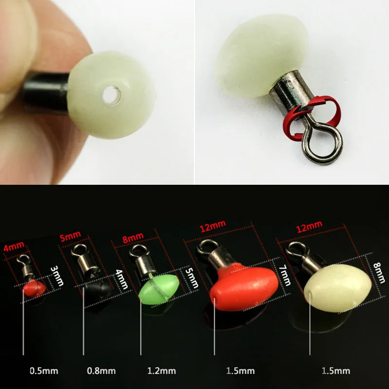 

10Pcs Luminous Bead Cross-Line Swivels Rolling Rig Connector Fishing Accessories