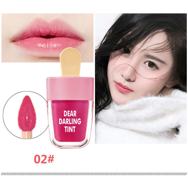 6 цветов, прекрасный блеск для губ в форме мороженого, водостойкий стойкий макияж, жидкая помада, розовый красный оттенок для губ, корейский стиль, блеск для губ