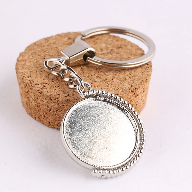 

onwear 3pcs rotating cabochon keychain base settings 25mm metal key chain bezel blanks diy keyring findings for jewelry making