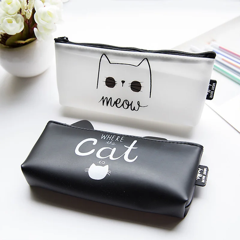 

Hot Sales Kawaii Cartoon Cat Silica Gel Pencil Case Super Big Capacity School Stationery Pen Bag Gift for Girl Boy Student Box