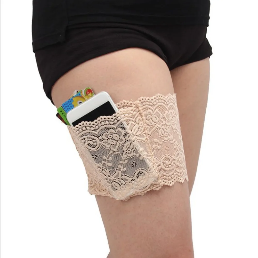 

Garters Leg Warmers Thigh Socks Skid-proof Lace Women Female Clothing Cuff Fashion Accessory Anti-skid Thigh Mobile Phone Bag