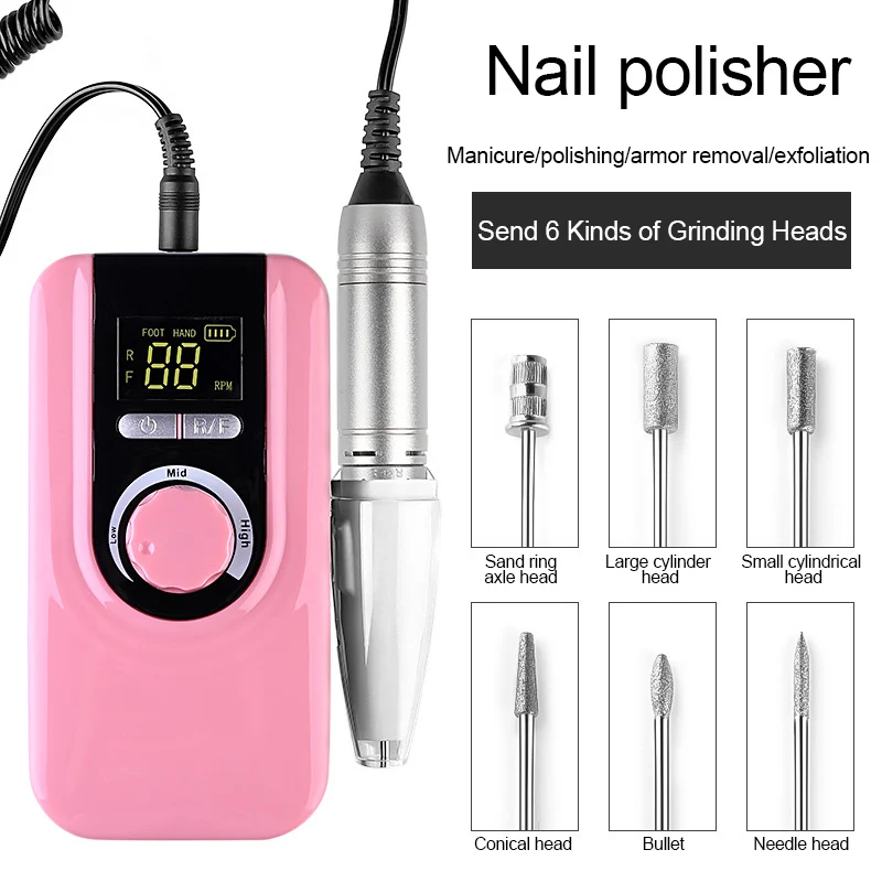

2019 New arrival High Quality Electric Polisher Nail Art Drill Machine File Portable Rechargeable Manicure