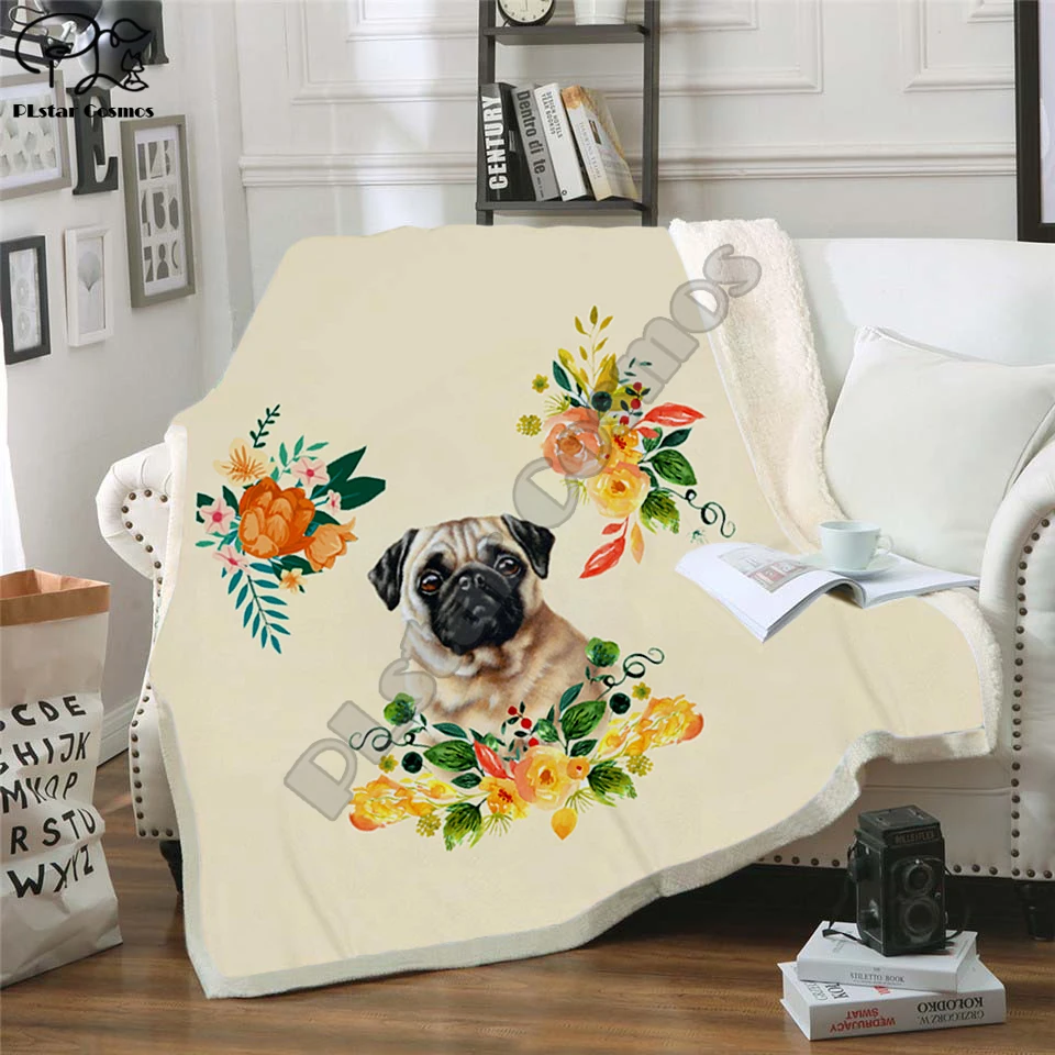 

Plstar Cosmos Pet dog flower puppy funny character Blanket 3D print Sherpa Blanket on Bed Home Textiles Dreamlike style-8