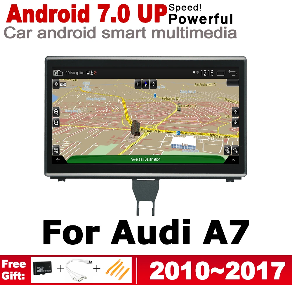 

9" HD IPS DSP Stereo Android 7.0 up Car DVD GPS Navi Map For Audi A7 4G8 2010~2017 MMI 2 DIN multimedia player radio WiFi BT