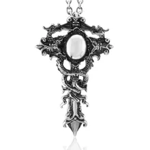 2016 Real Limited Trendy World Of Warcraft Jewelry Stainless Steel Dragon Pendant Necklace For Men Two-tone -with 23 Inch Chain