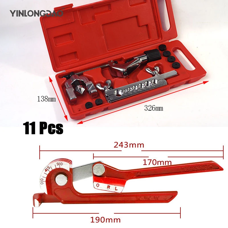 

11Pcs Refrigeration Repair Tool Copper Tube Reamer Expander 6/8/10mm three-in-one Metric/ Inch 90 Degree Manual Pipe Bender